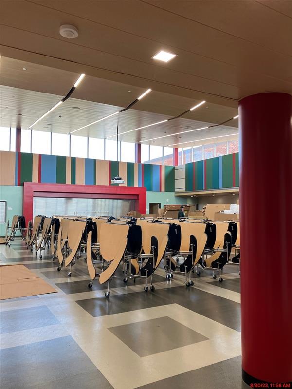 New cafeteria and tables